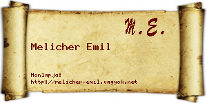 Melicher Emil névjegykártya
